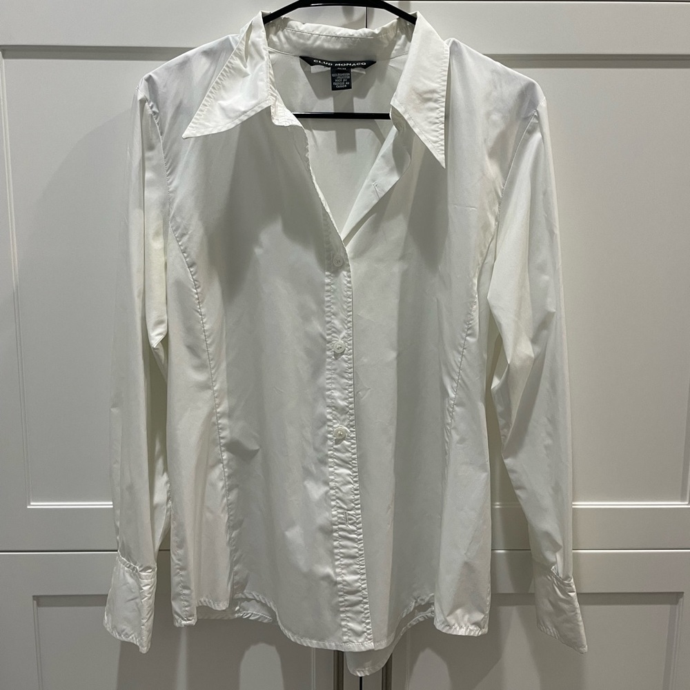 Club Monaco White Breezy Button Down Shirt
